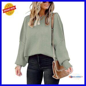 Oversized Cable Knit Pullover Sweater Batwing Sleeve Loose Fit